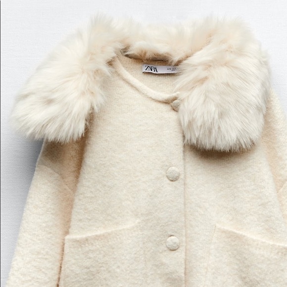 LAST 1!🔥ZARA REMOVABLE FAUX FUR LAPEL KNIT JACKET - Picture 12 of 14